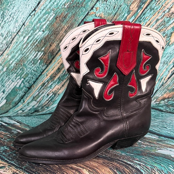 Seychelles Black and Red Western Ankle Boots - Picture 3 of 12